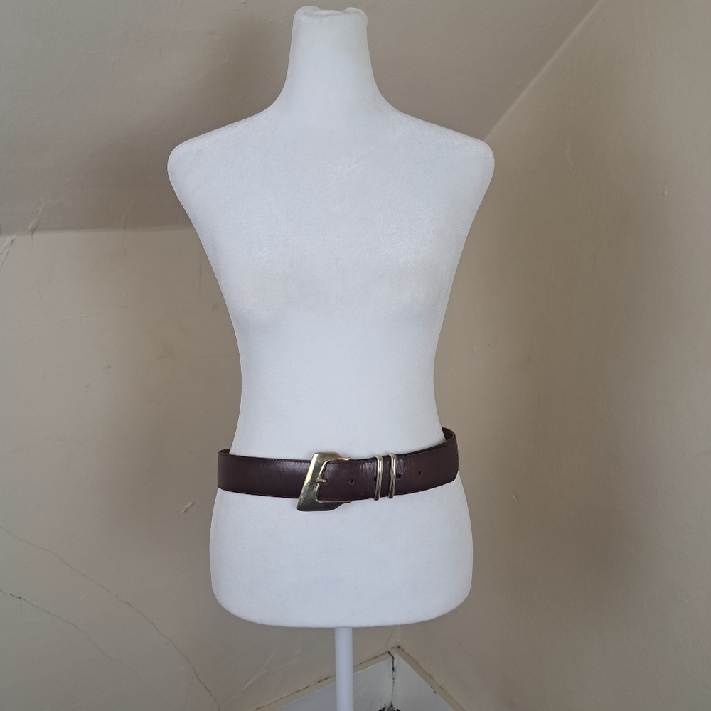 Echo Brown/Gold Italian Leather Belt Made in Turkey 38